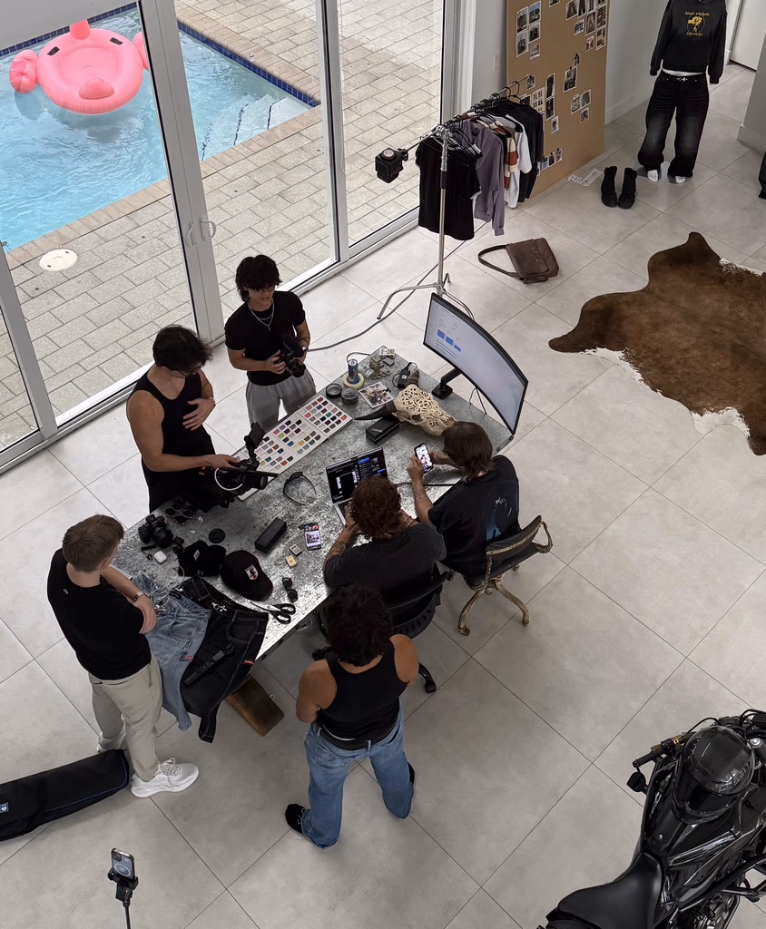 A team planning a clothing drop